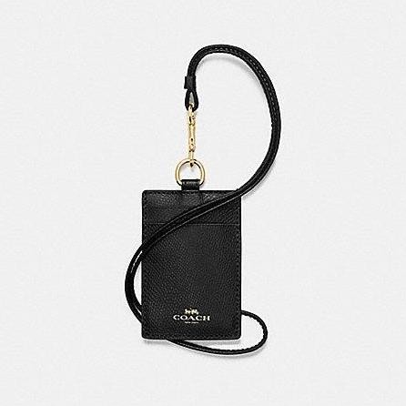 

TERMURAH - Coachh gantungan ID Card Lanyard Original Black gold metal logo kb