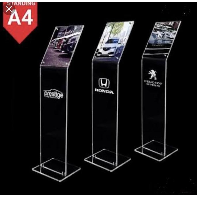 

TERMURAH - akrilik standing brosur tebal 8mm Free Cetak Logo tersedia warna lain