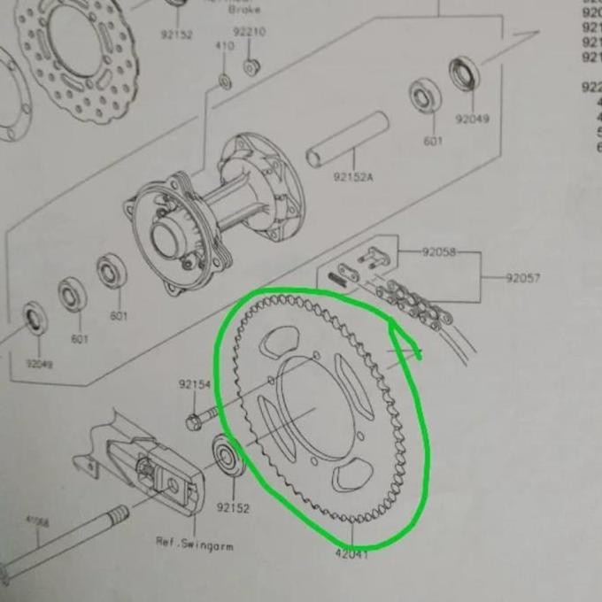 Gir Gear belakang KLX 140 standar mata 57T