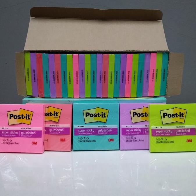 

BEBAS ONGKIR - 3M Post It Super Sticky Notes 654-24SSMIA Supernova 1 box isi 24 pad