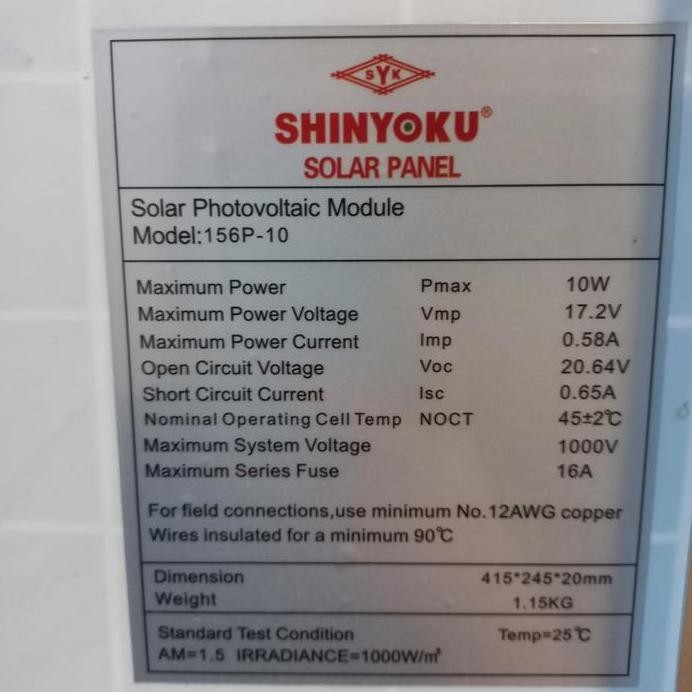 Solar Panel Surya Solar Cell 10 WP 10 Watt 10 W Poly murah