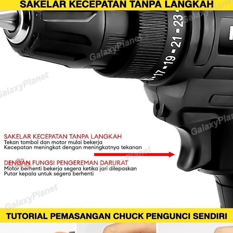 Premium (Ready) Bor Listrik Bor Tanpa Kabel 36V Set /Bor Listrik Bosch Original Set/Lengkap Mata Bor