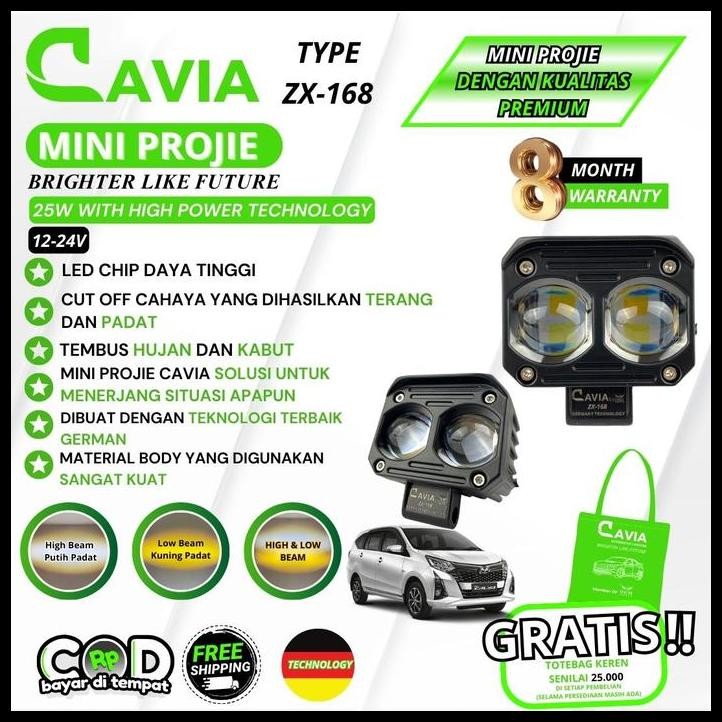 DISKON CAVIA-MINI PROJIE LAMPU TEMBAK SOROT 2 3 MATA LED FOGLAMP MOBIL CALYA 