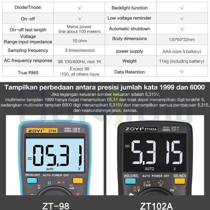 new  Digital Multimeter ZOYI ZT102A Upgrade Auto Multitester NCV Original Protect