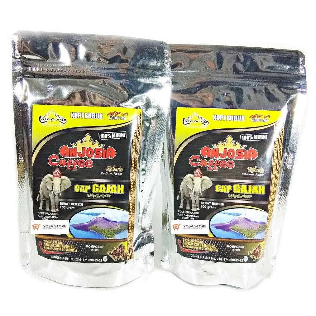 

Today ANJOSIA Kopi Lampung Robusta cap Gajah Anjosia Bubuk 100gr
