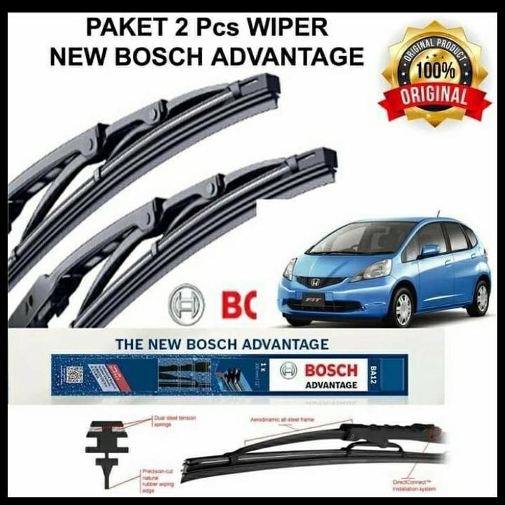 DISKON WIFER KACA DEPAN MOBIL HONDA JAZZ RS ORIGINAL BOSCH 2 PCS 