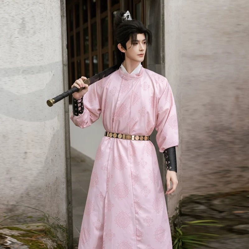 Jubah Kerah Bulat Gaya Dinasti Tang Asli Pria Hanfu Set Gaya Nasional Pemuda Cewek Cerdik