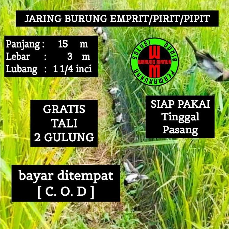 JARING BURUNG PIPIT 15 METER JARING BURUNG EMPRIT 15 METER JARING BURUNG PIRIT EMPRIT BONDOL SIAP PA