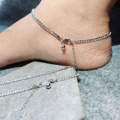 Gelang Kaki Sisik Naga Perak 925 Lapis Emas Putih - Anti Karat - Perhiasan Wanita DiM