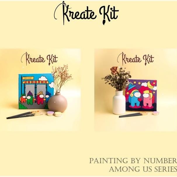 

Paint By Number 20X20Cm Cartoon Series Among Us [Kreate Kit] Diy Painting Kit Canvas Kanvas Lukis