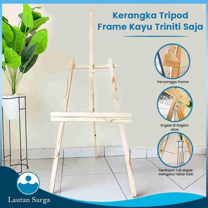 

Stand Frame Tripod Wood Easel Tripod Kayu Standing Lukis Bingkai Foto