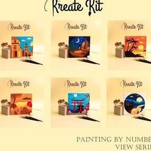 

Paint By Number 20X20Cm Scenery Series [Kreate Kit] Diy Painting Kit Canvas Kanvas Lukis