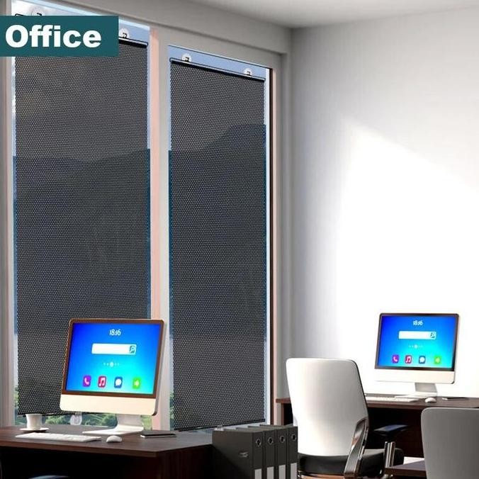 Y&T - Tirai Penahan Sinar Matahari Tirai Anti Panas Tirai Anti UV Roller Blind Curtain Hitam Jendela