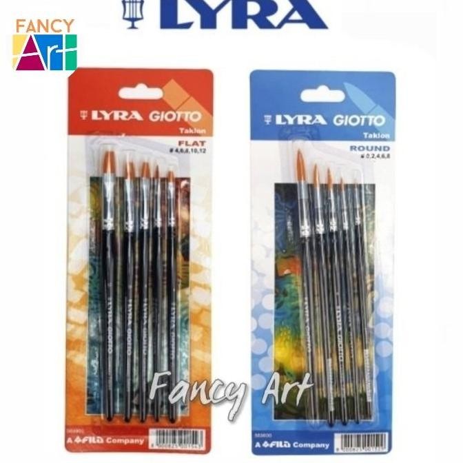 

Lyra Giotto Synthetic Taklon Brush Set - Flat & Round - Kuas Lukis