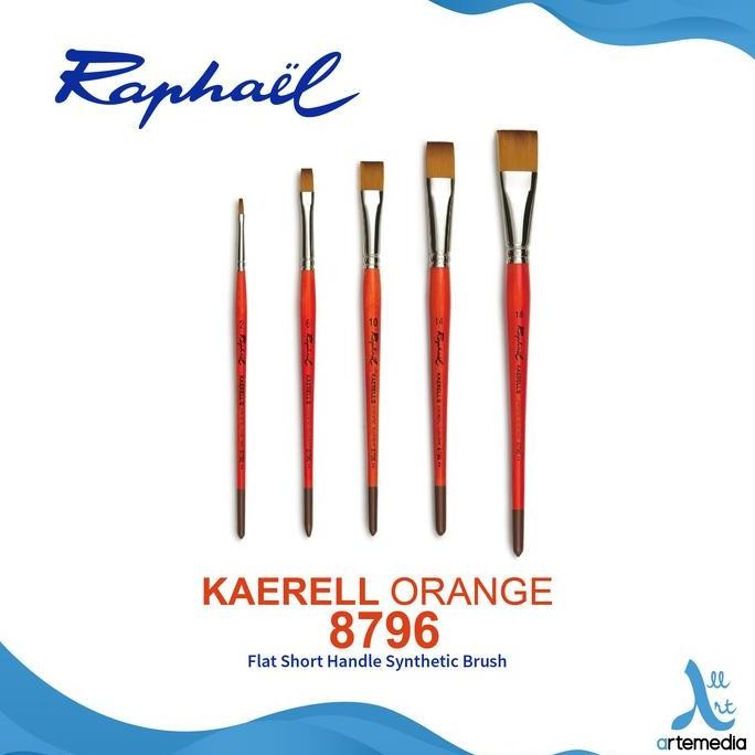 

Kuas Lukis Raphael 8796 Flat Kaerell Orange Synthetic Brush Short Handle
