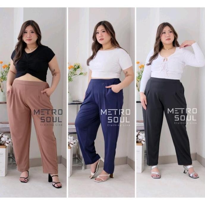 

Celana Pensil Wanita Jumbo 4L 5L Metrosoul Basic Pants Wedges Stretch Celana Kerja