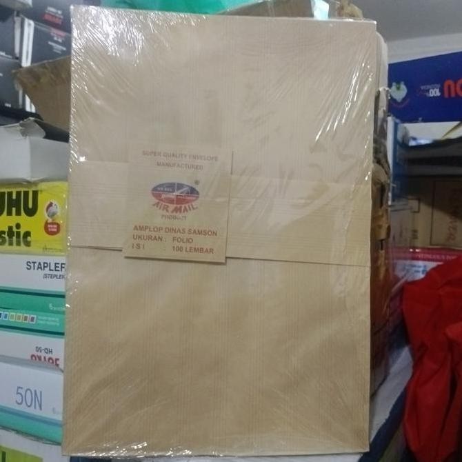 

amplop coklat samson folio airmail pak 100 lembar LA