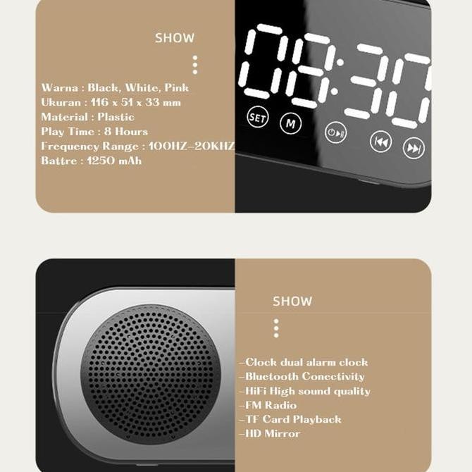 Speaker Bluetooth Led Jam Alarm Digital Fm Radio - Portable Hifi Wireless