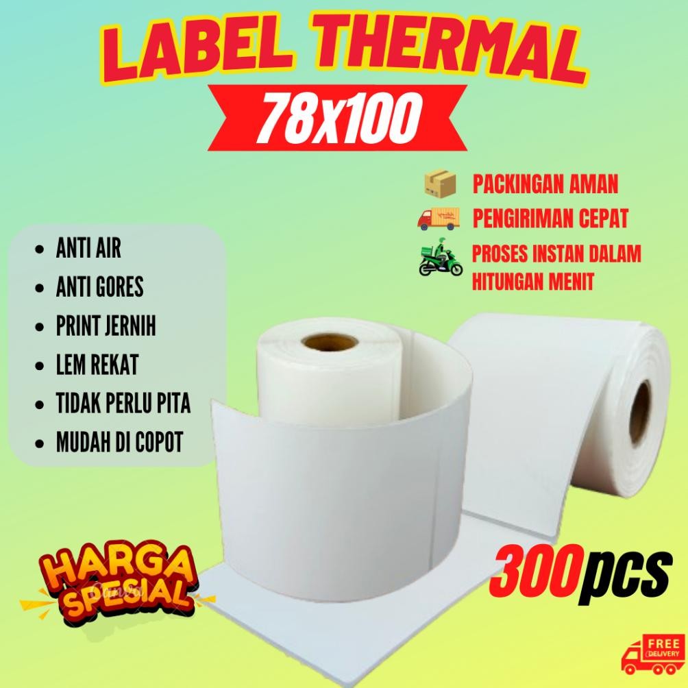 

Kertas Thermal 78X100 isi 300 pcs Label Stiker Barcode