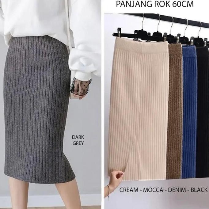 

Rok Span Rib Model Pensil Medium Fit Body Wanita Muslimah