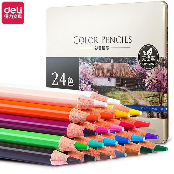 

Deli Oil Color Pencil 24 Warna - Pensil Warna Minyak 6565 High Grade
