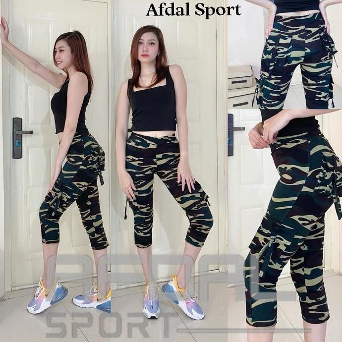 

Celana Senam Kargo Pensil Wanita Cargo Sport Pants Trening Cewek