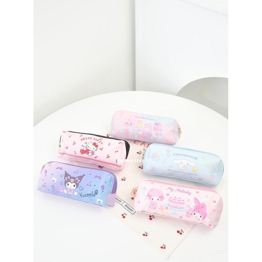 

BALMUTLUCU Pencil Case Cinnamoroll Kuromi My Melody Twin Star Kotak Pensil Double Zipper 2 Sekat Karakter Lucu