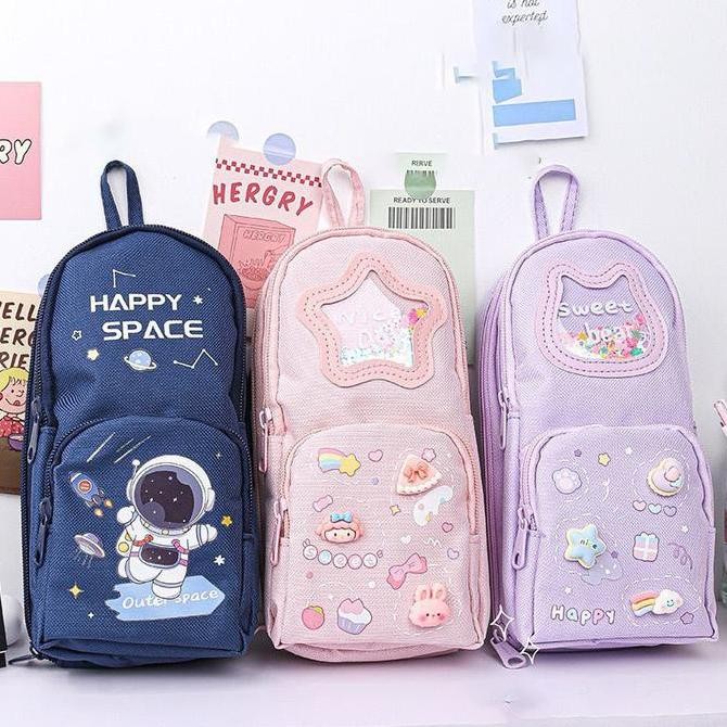 

Kotak Pensil Kawaii Cartoon Backpack Pencil Case Multifungsi F0284