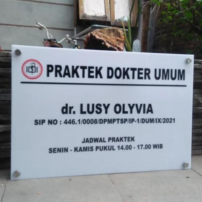 

Papan Praktek Apoteker, Dokter, Bidan , Perawat, Dll | Bisa Custom Design | Siap Pakai Untuk Indor (Bahan Akrilik) New Stok