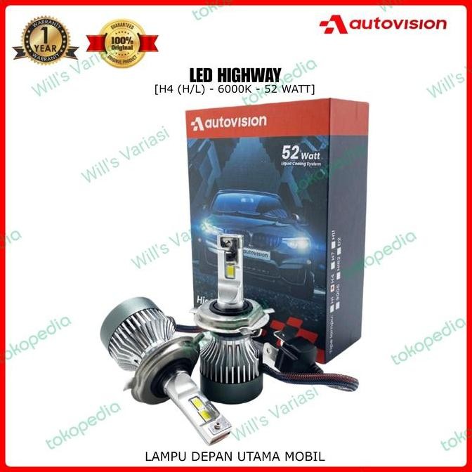 Lampu LED Mobil H4 Autovision Hhway 52 Watt 6K