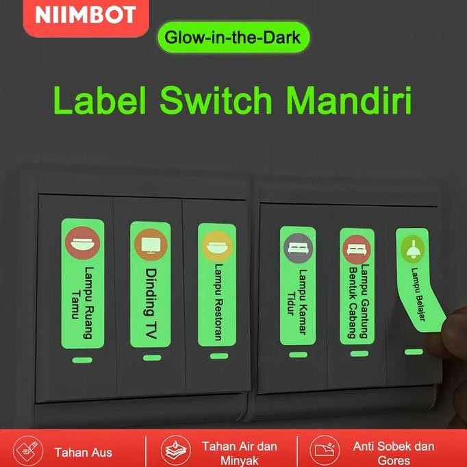 

Niimbot D11/D110/D101 Label Pencetakan Luminous Lem (13X35Mm/90Pcs) Label Yang Bersinar Di Kegelapan Kertas New Stok
