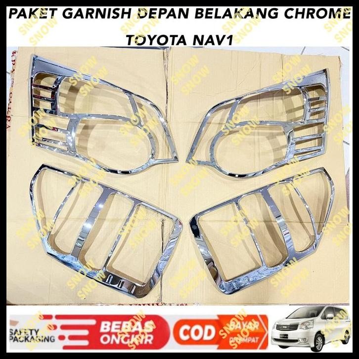 TERMURAH PAKET GARNISH LAMPU DEPAN BELAKANG TOYOTA NAV 1 NAV1 CHROME 