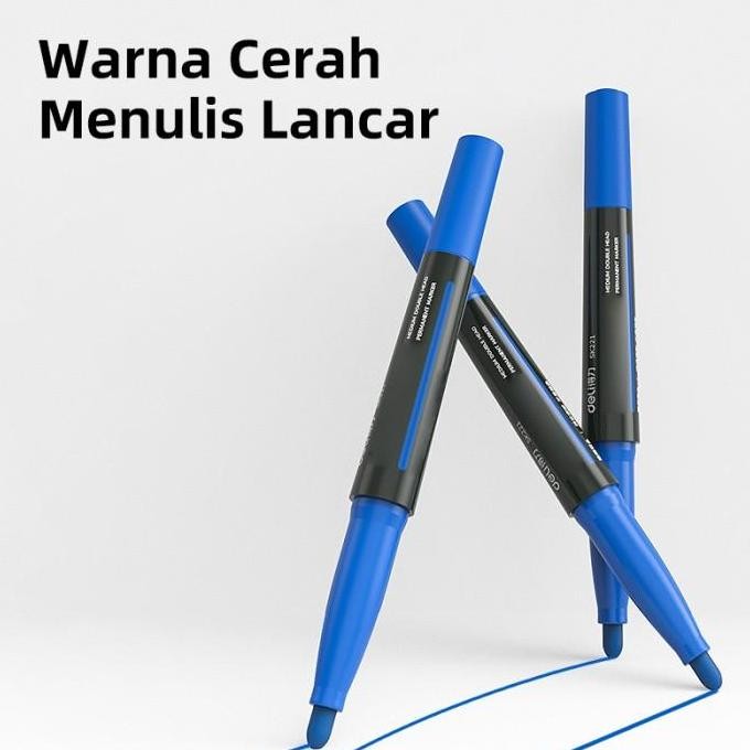 

Deli Dual Tip Permanent Marker / Spidol Permanen Tip Ganda Tahan Air 10 Pcs Sk221 New Stok