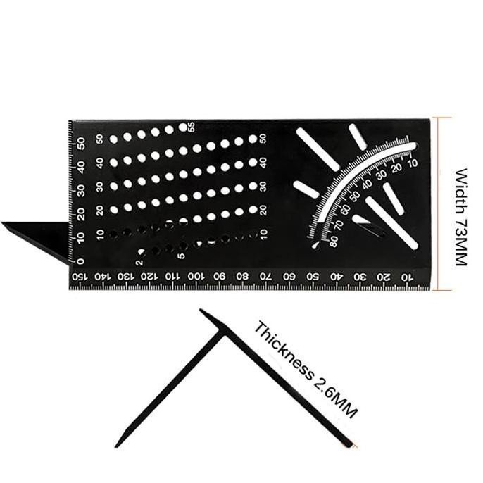 

Abd Penggaris Angle Ruler Mark Link 3D Measuring Tool Aluminium Black New Stok