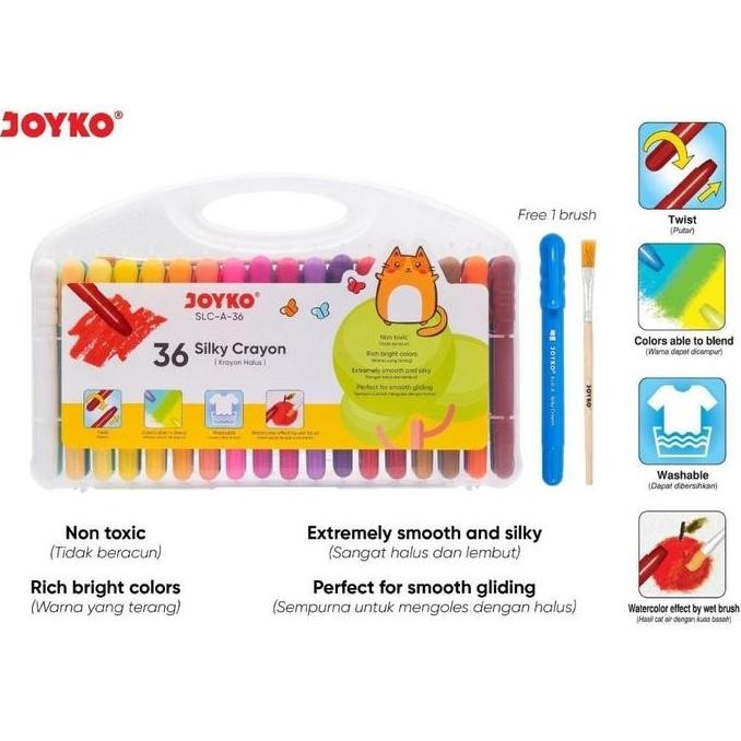 

Krayon Putar / Crayon Silky Halus 36 Warna - Joyko Slc-A-36 New Stok