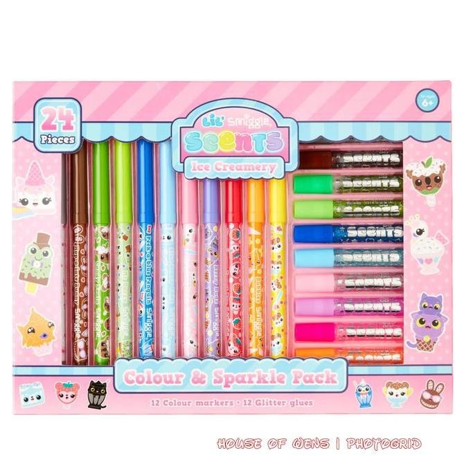 

Smiggle Lil Scent Ice Creamery Sparkle Marker Pack Original New Stok