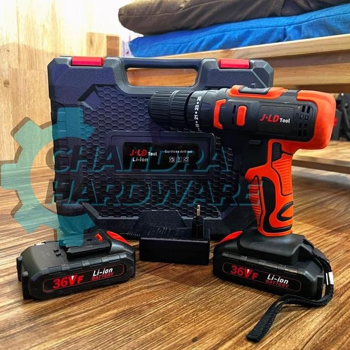 BOR CORDLESS JLD 36V BATERAI IMPACT DRILL TOOL KIT AKSESORIS LENGKAP