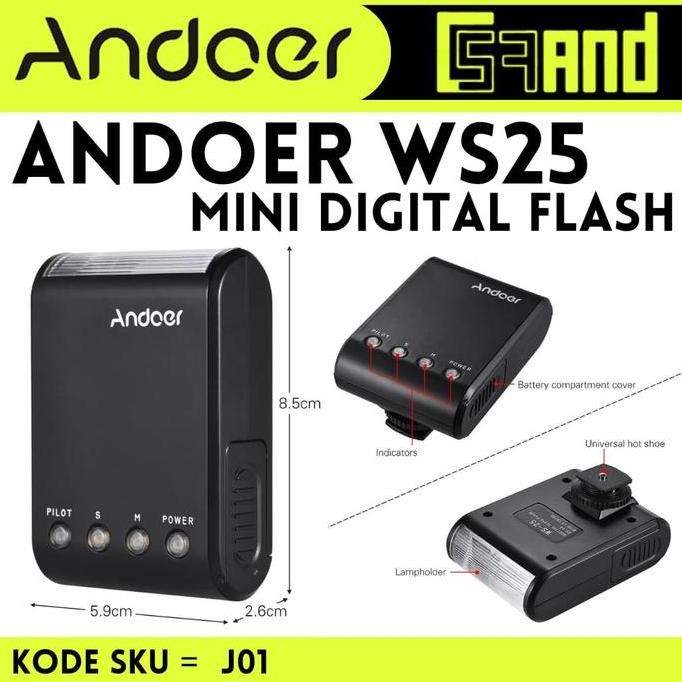BEBAS ONGKIR - Andoer WS25 Lampu Flash Kamera Digital Camera Video Light Smartphone