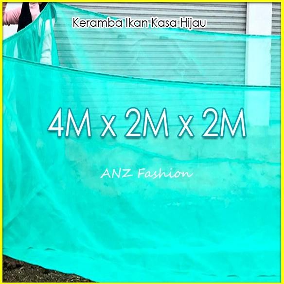 Keramba Ikan Kotak Waring Kasa Hijau Ukuran Jumbo 4x2x2 DiM