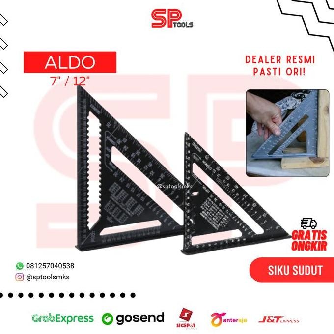 

Siku Sudut Tukang / Penggaris Mistar Sudut 7" (18Cm) 12" (30Cm) Aldo New Stok