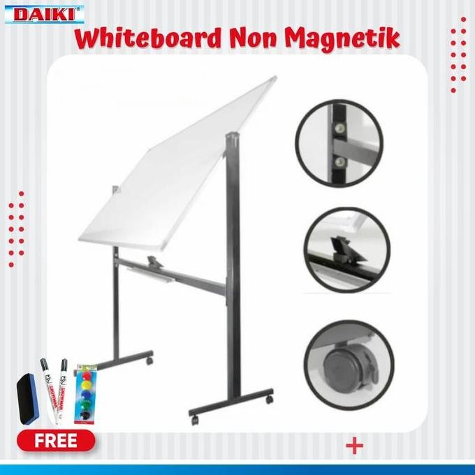 

BEBAS ONGKIR - Whiteboard / Papan tulis NON MAGNETIC Single face Uk 90x120 Cm