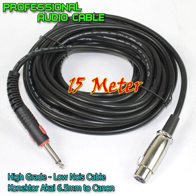 Kabel Microphone 15 Meter Warna Hitam - Kabel Mic Audio Panjang 15m