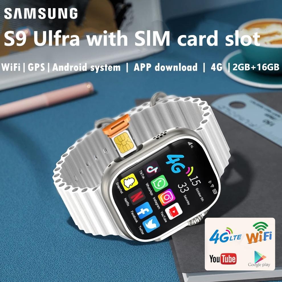 100%ORISamsung Smartwatch S9 ULTRA 4G & 5G | RAM 2 / 16GB | SIM CARD | Bisa Nonton Youtube | Bisa No