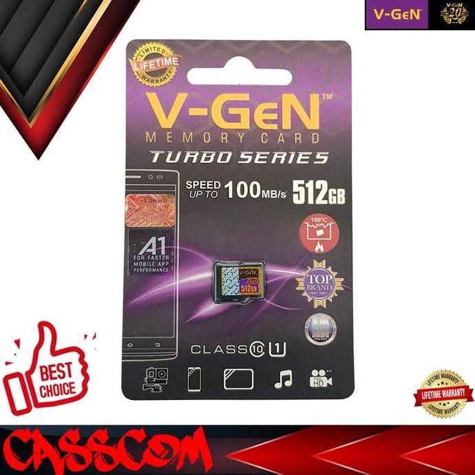 Micro SD Vgen Turbo 512GB Class 10 Memory Card MicroSD V-Gen 512 GB