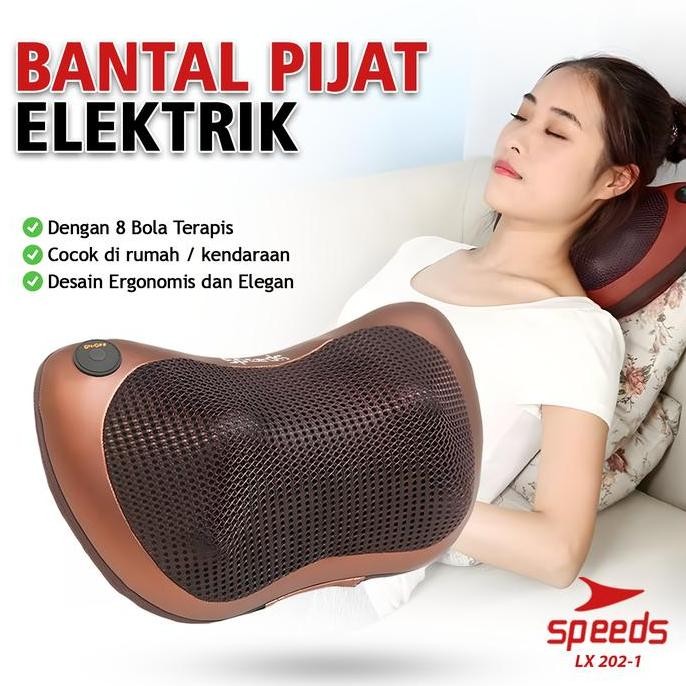 Speeds Bantal Pijat 8 Bola Coklat Bantal Pijat Terapi Relaksasi Leher Punggung Alat Pijat Untuk Oran
