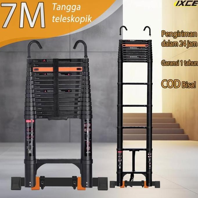

Terlaris Ixce Tangga Telescopic 7M Lipat Aluminium Teleskopik Single Ladder 7M Tangga Teleskopik