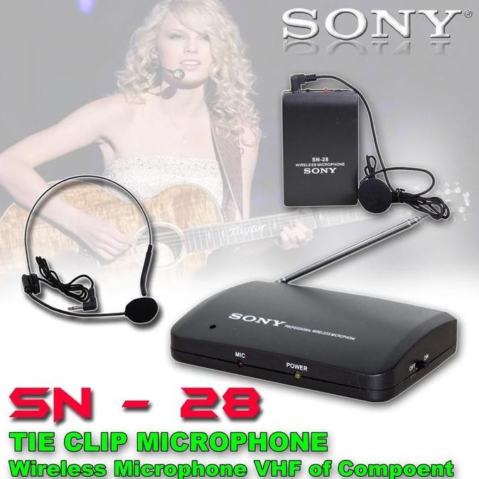 Mic Wireless SONY SN-28 Headset & Clip On SN28 Original Suara Jernih
