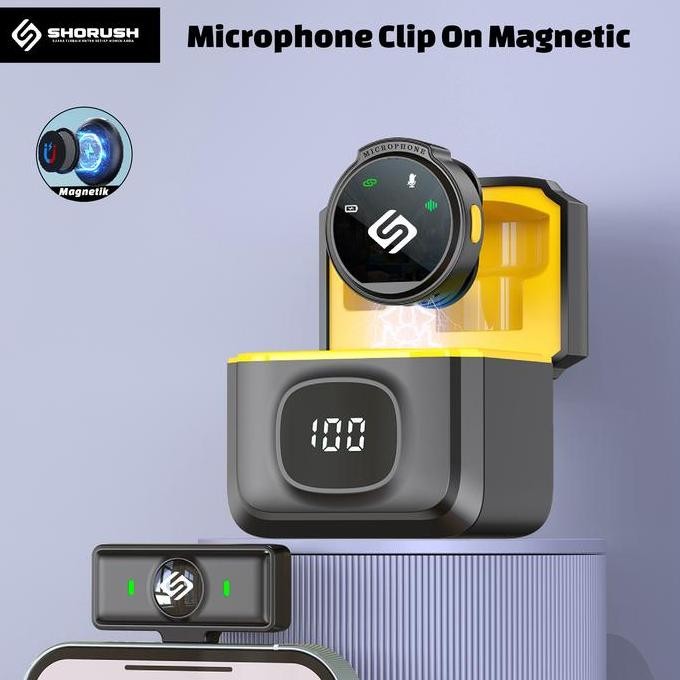 Mic Wireless Shorush J6 Clip On Lavalier HP Plug & Play + Casing Charger