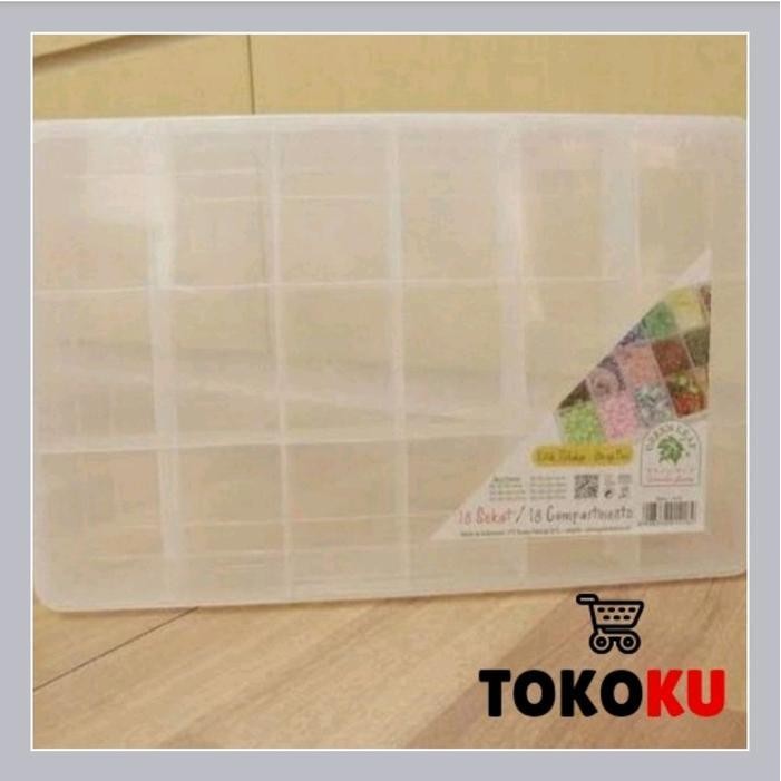 Kotak Perkakas Baut/Perhiasan 18 Sekat Reiko 1418 Green Leaf/Reiko Box