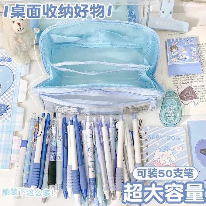 

Tempat Pensil Jumbo Warna Pastel Aesthetic 180 Derajat Zipper Pc0207 New Stok